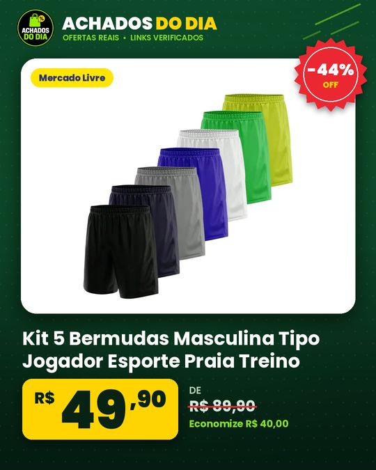 Kit 5 Bermudas Masculina Tipo Jogador Esporte Praia Treino Kit 5 Calção Masculino Sortido Gg