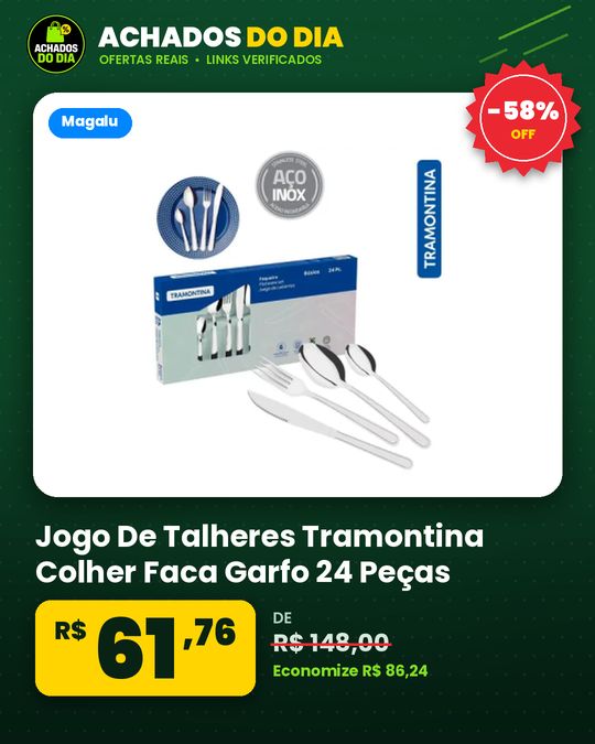 Jogo De Talheres Tramontina Colher Faca Garfo 24 Peças Búzios Inox Tramontina