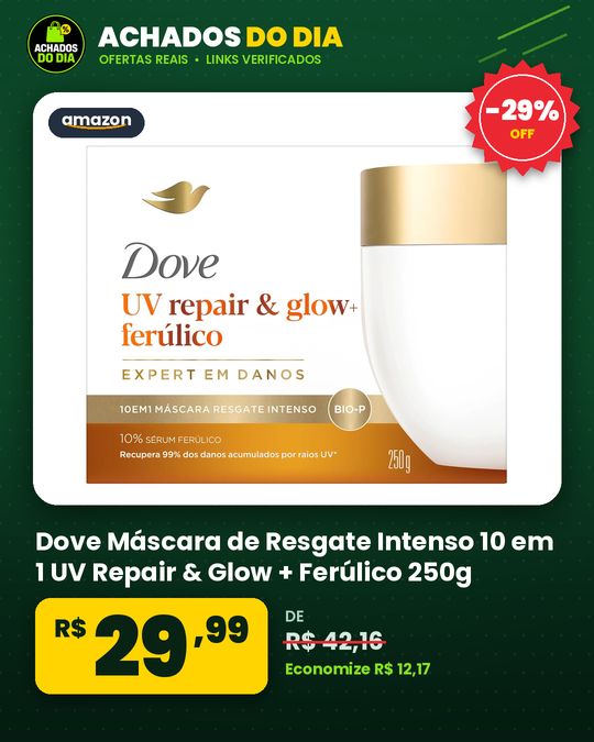 Dove Máscara de Resgate Intenso 10 em 1 UV Repair & Glow + Ferúlico 250g