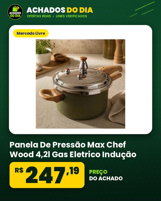 Panela De Pressão Max Chef Wood 4,2l Gas Eletrico Indução