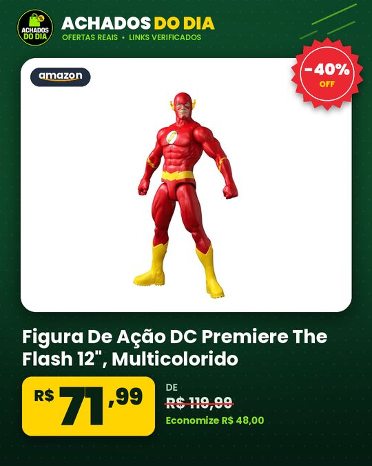 Figura De Ação DC Premiere The Flash 12", Multicolorido, Plástico, Mattel