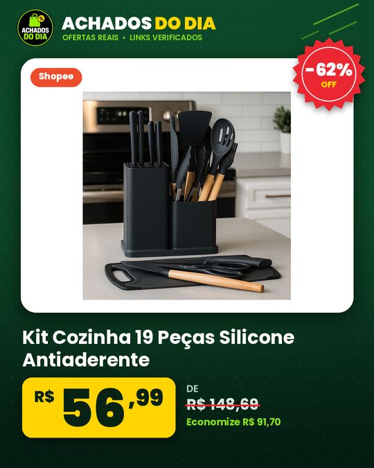 Kit Cozinha 19 Peças Silicone Antiaderente