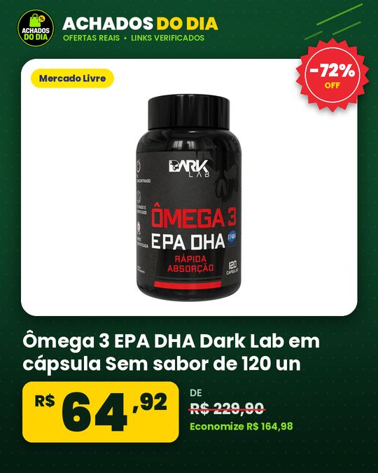 Ômega 3 EPA DHA Dark Lab em cápsula Sem sabor de 120 un