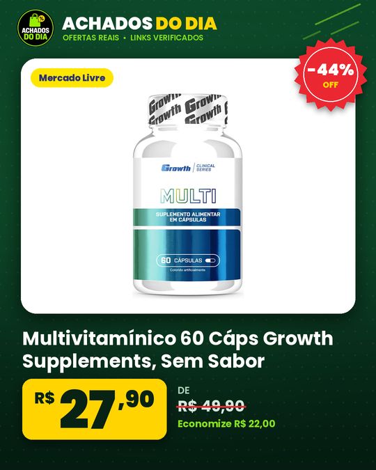 Multivitamínico 60 Cáps Growth Supplements - Sem Sabor