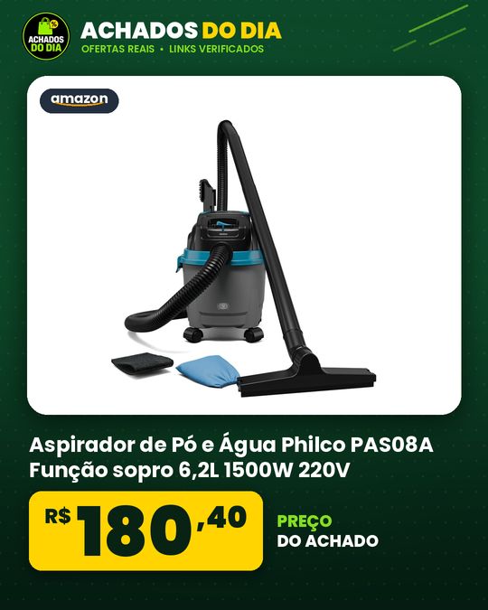 Aspirador de Pó e Água Philco PAS08A Função sopro 6,2L 1500W 220V
