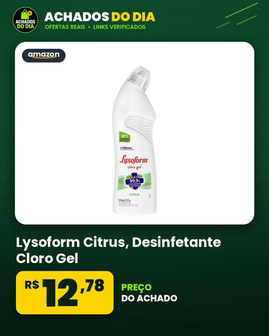 Lysoform Citrus, Desinfetante Cloro Gel, Limpeza Pesada e Eficiente, 500ml