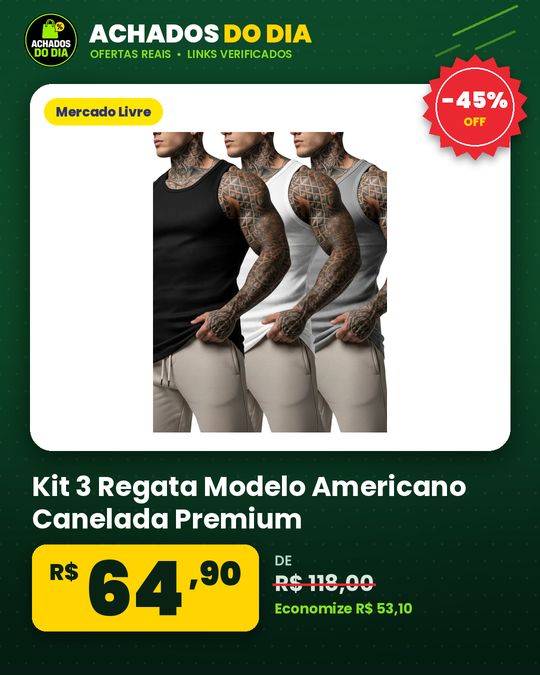 Kit 3 Regata Modelo Americano Canelada Premium