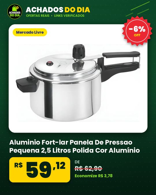 Aluminio Fort-lar Panela De Pressao Pequena 2,5 Litros Polida Cor Alumínio