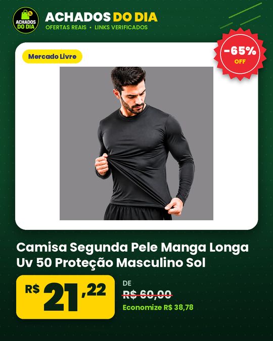 Camisa Segunda Pele Manga Longa Uv 50 Proteção Masculino Sol