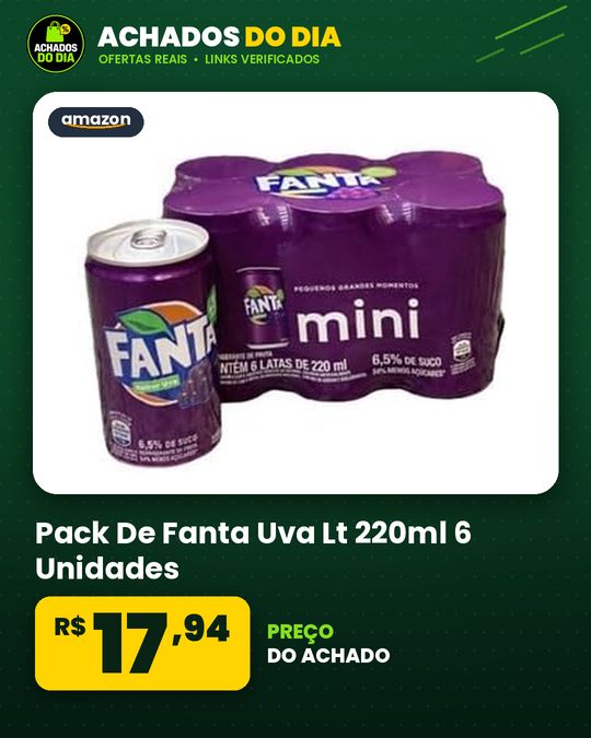 Pack De Fanta Uva Lt 220ml 6 Unidades