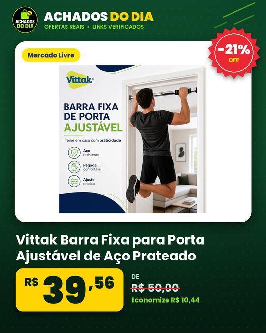 Vittak Barra Fixa para Porta Ajustável de Aço Prateado