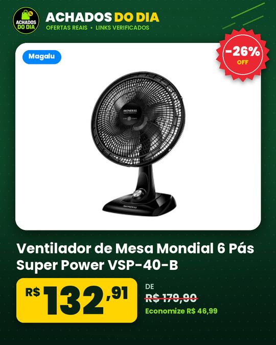 Ventilador de Mesa Mondial 6 Pás Super Power VSP-40-B - 40cm 127V