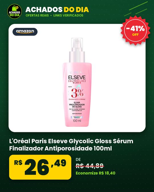 L'Oréal Paris Elseve Glycolic Gloss Sérum Finalizador Antiporosidade 100ml