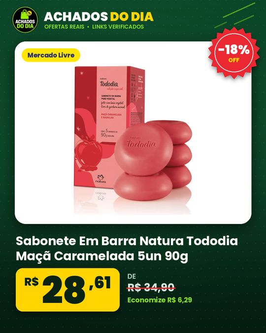 Sabonete Em Barra Natura Tododia Maçã Caramelada 5un 90g