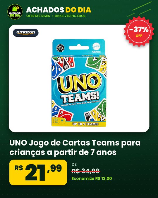 UNO Jogo de Cartas Teams para crianças a partir de 7 anos