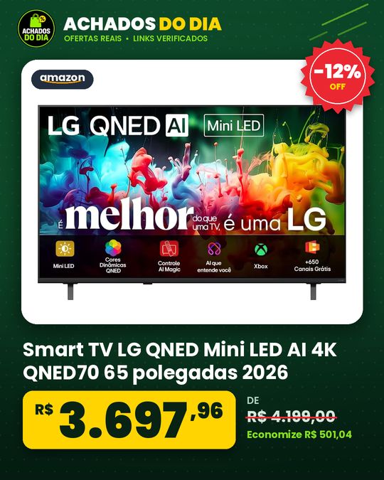 Smart TV LG QNED Mini LED AI 4K QNED70 65 polegadas 2026