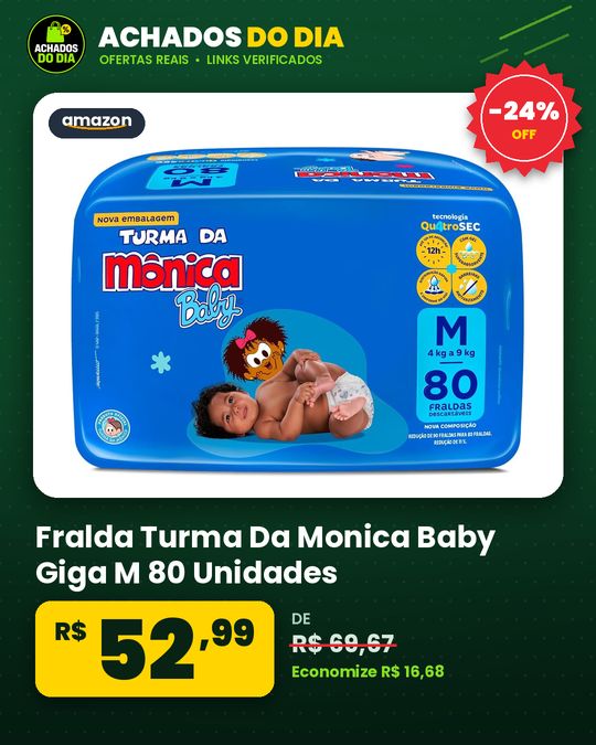 Fralda Turma Da Monica Baby Giga M 80 Unidades