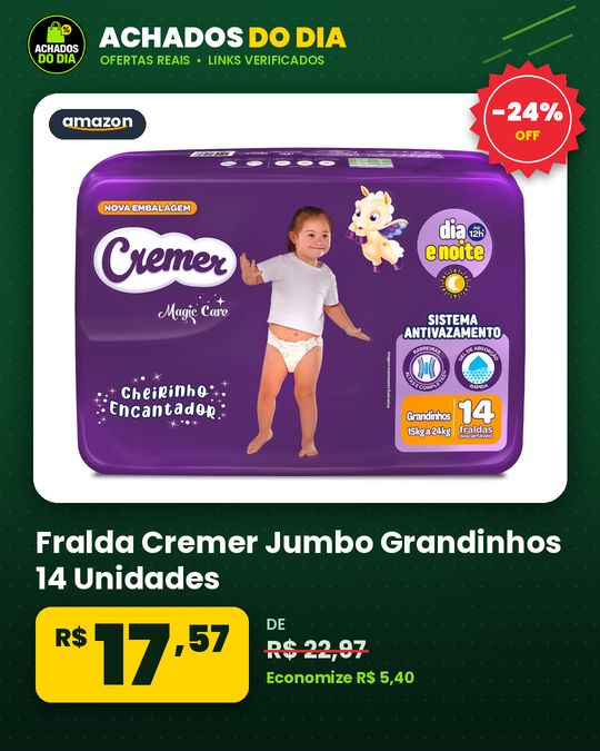 Fralda Cremer Jumbo Grandinhos 14 Unidades