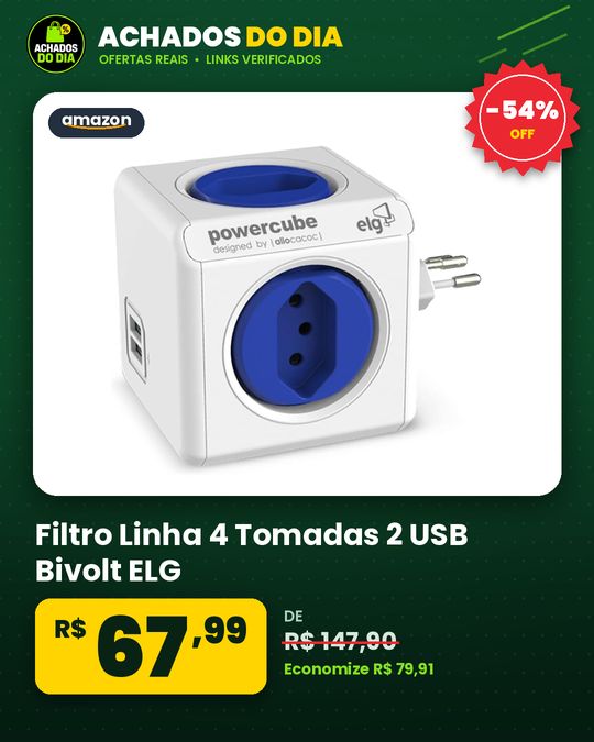 Filtro Linha 4 Tomadas 2 USB Bivolt ELG