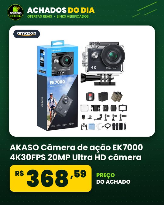 AKASO Câmera de ação EK7000 4K30FPS 20MP Ultra HD câmera subaquática 170 graus grande angular 98FT à prova d'água