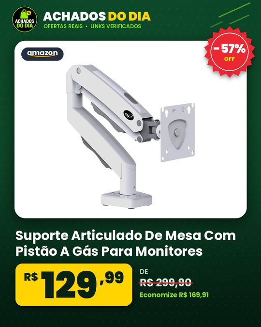 Suporte Articulado De Mesa Com Pistão A Gás Para Monitores De 17' A 35' Branco - F80w Elg