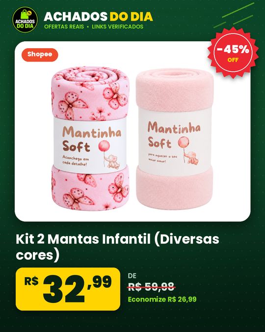 Kit 2 Mantas Infantil (Diversas cores)