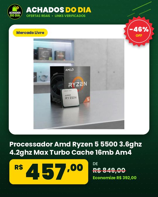 Processador Amd Ryzen 5 5500 3.6ghz 4.2ghz Max Turbo Cache 16mb Am4