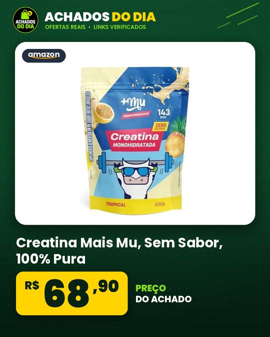 Creatina, Mais Mu, Sem Sabor, 100% Pura, Mais Força E Desempenho – 500g