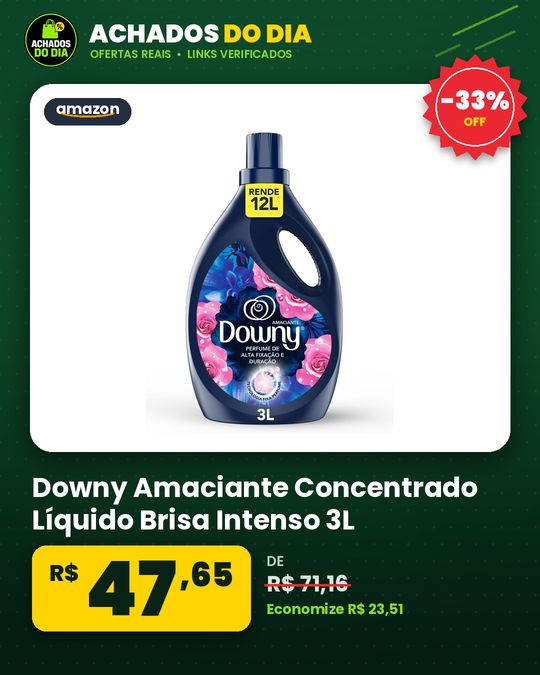 Downy Amaciante Concentrado Líquido Brisa Intenso 3L, Rende 12L