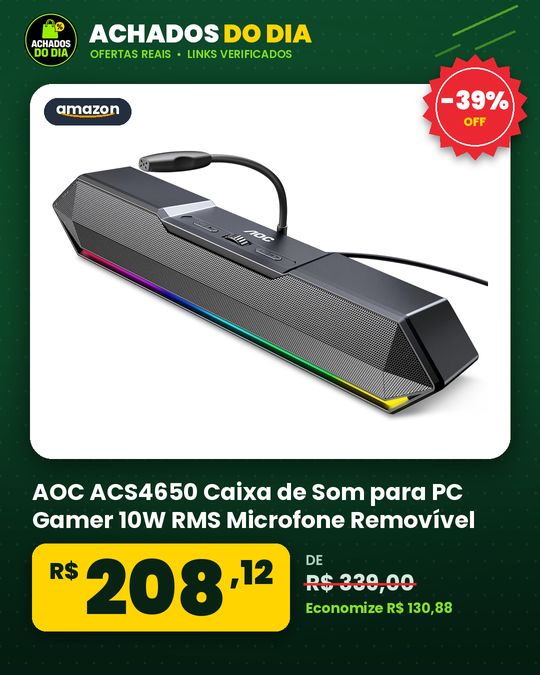 AOC ACS4650 Caixa de Som para PC Gamer 10W RMS Microfone Removível
