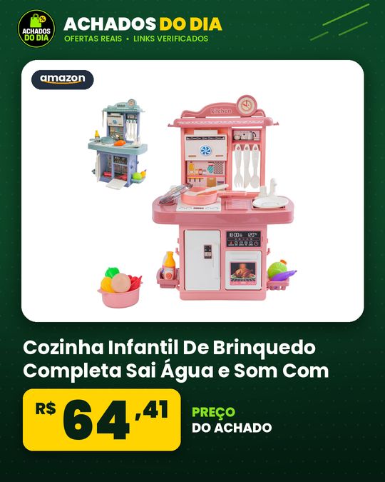 Cozinha Infantil De Brinquedo Completa Sai Água e Som Com Acessórios Faz de conta (ROSA)