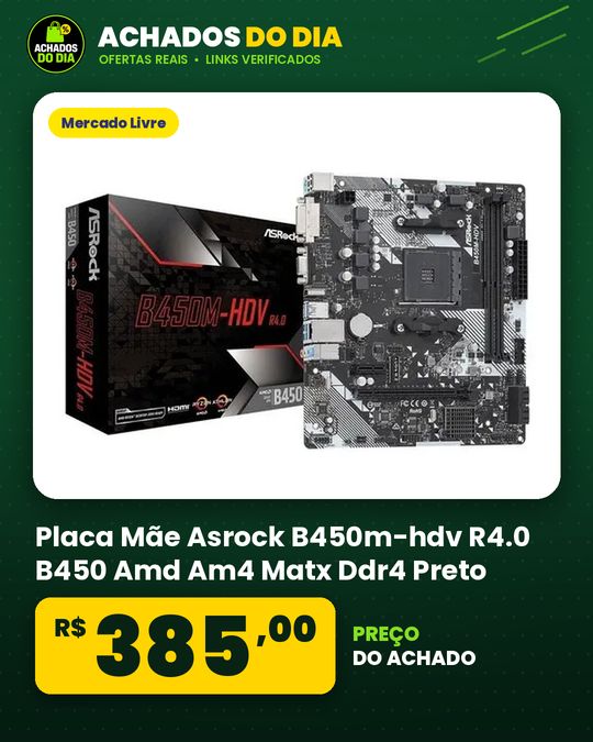 Placa Mãe Asrock B450m-hdv R4.0 B450 Amd Am4 Matx Ddr4 Preto