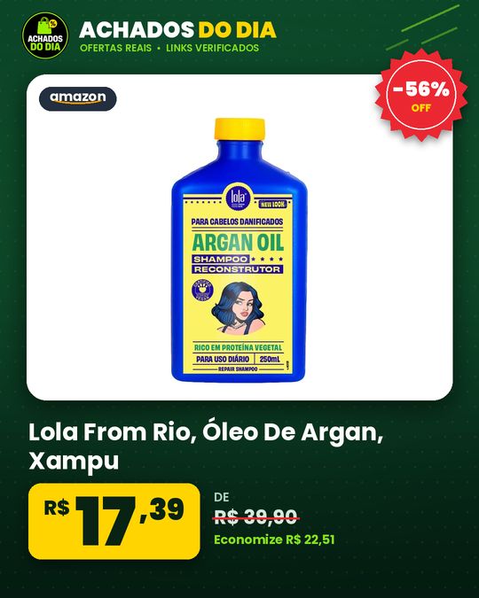 Lola From Rio – Óleo De Argan – Xampu, Repara Todos Os Tipos De Cabelos Danificados
