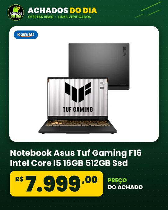 Notebook Asus Tuf Gaming F16 Intel Core I5 16GB 512GB Ssd Tela De 16 Rtx 5060 Jaeger Gray Fx608Jmr Rv298 Bivolt