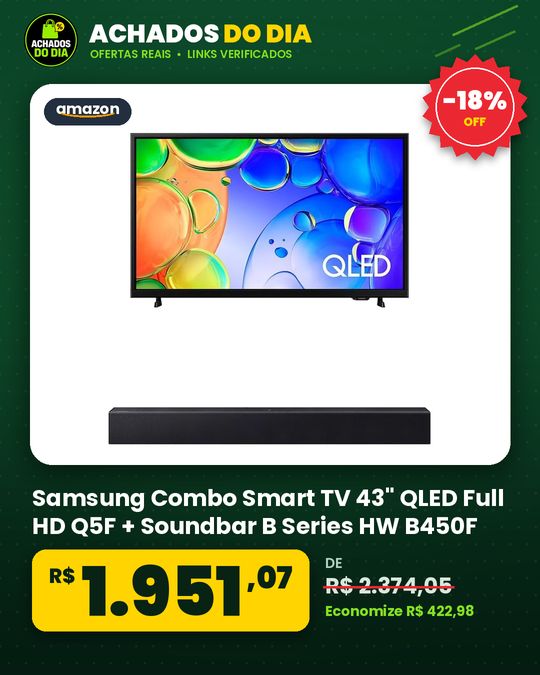 Samsung Combo Smart TV 43" QLED Full HD Q5F + Soundbar B Series HW B450F