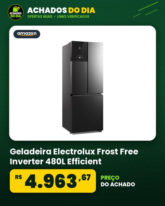 Geladeira Electrolux Frost Free Inverter 480L Efficient AutoSense 3 Portas Black Inox Look (IM7B) 220V