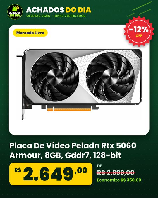 Placa De Vídeo Peladn Rtx 5060 Armour, 8GB, Gddr7, 128-bit