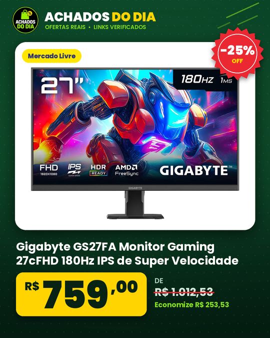 Gigabyte GS27FA Monitor Gaming 27cFHD 180Hz IPS de Super Velocidade