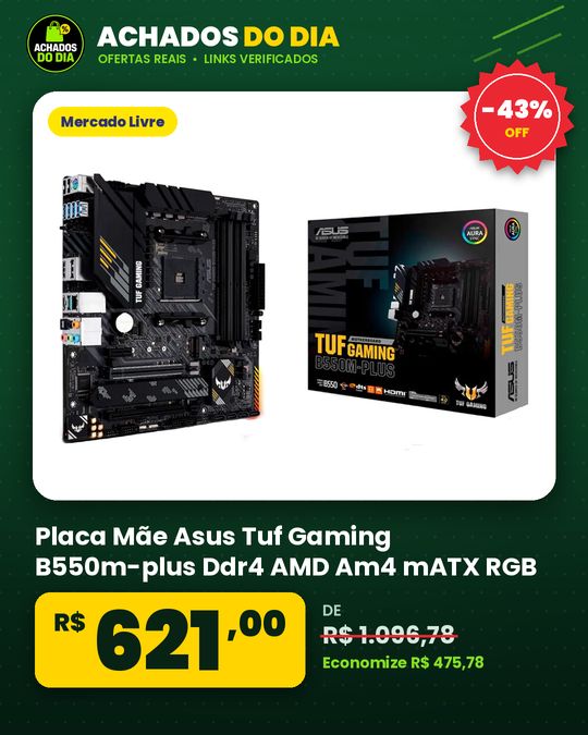Placa Mãe Asus Tuf Gaming B550m-plus Ddr4 AMD Am4 mATX RGB
