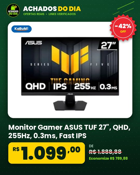 Monitor Gamer ASUS TUF 27", QHD, 255Hz, 0.3ms, Fast IPS