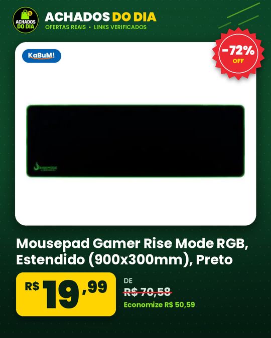 Mousepad Gamer Rise Mode RGB, Estendido (900x300mm), Preto - RM-MP-07-RGB
