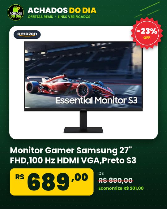Monitor Gamer Samsung 27" FHD,100 Hz HDMI VGA,Preto S3