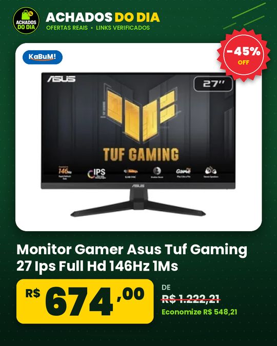 Monitor Gamer Asus Tuf Gaming 27 Ips Full Hd 146Hz 1Ms Freesync Hdr10 Hdmi Displayport Preto Vg279Qe5A