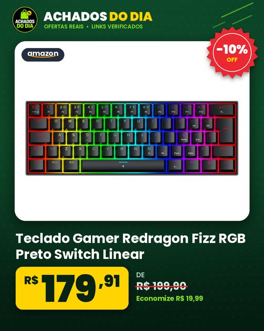 Teclado Gamer Redragon Fizz RGB Preto Switch Linear