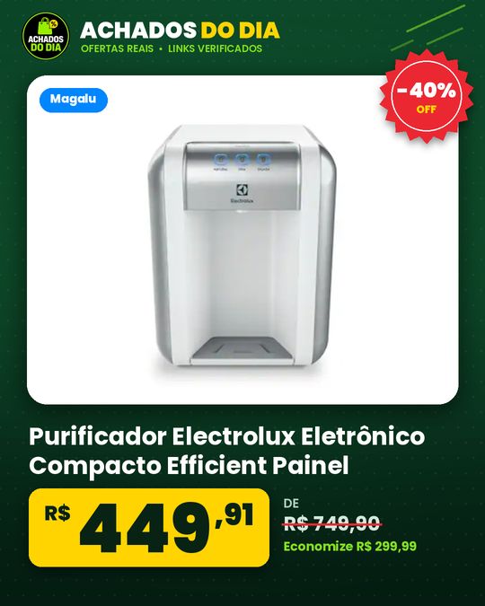 Purificador Electrolux Eletrônico Compacto Efficient Painel Digital Bivolt Branco (PE11B)
