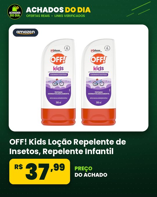 OFF! Kids Loção Repelente de Insetos, Repelente Infantil, Kit 2 Unidades de 200ml