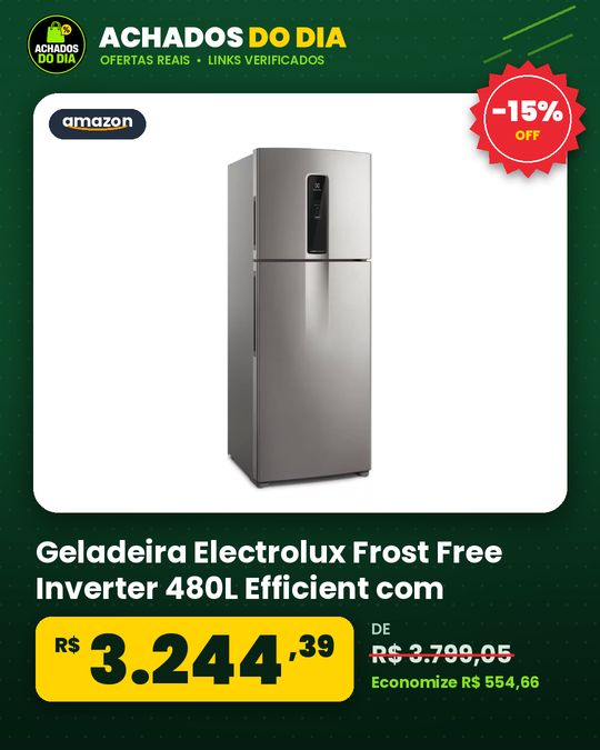 Geladeira Electrolux Frost Free Inverter 480L Efficient com AutoSense SmartBivolt Duplex (IT70S)