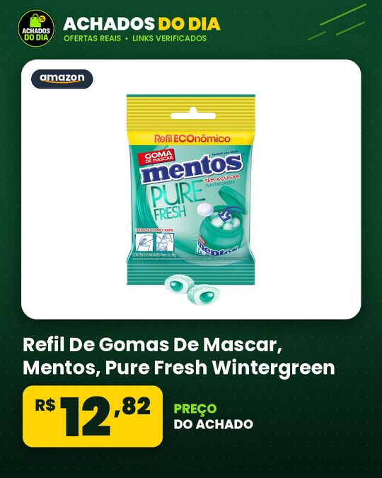 Refil De Gomas De Mascar, Mentos, Pure Fresh Wintergreen, Sem Açúcar, Sabor De Menta Verde - 56g | 28 Unidades