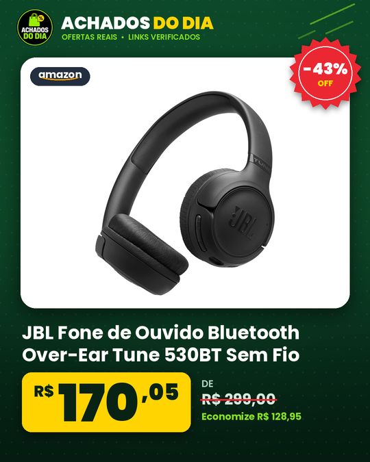 JBL Fone de Ouvido Bluetooth Over-Ear Tune 530BT Sem Fio Até 76 Horas de Bateria - Preto