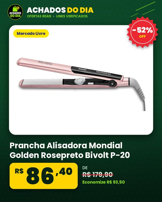 Prancha Alisadora Mondial Golden Rosepreto Bivolt P-20